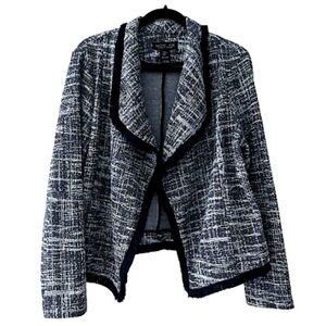 Rachel Zoe Tweed Fringe Sweater Blazer M